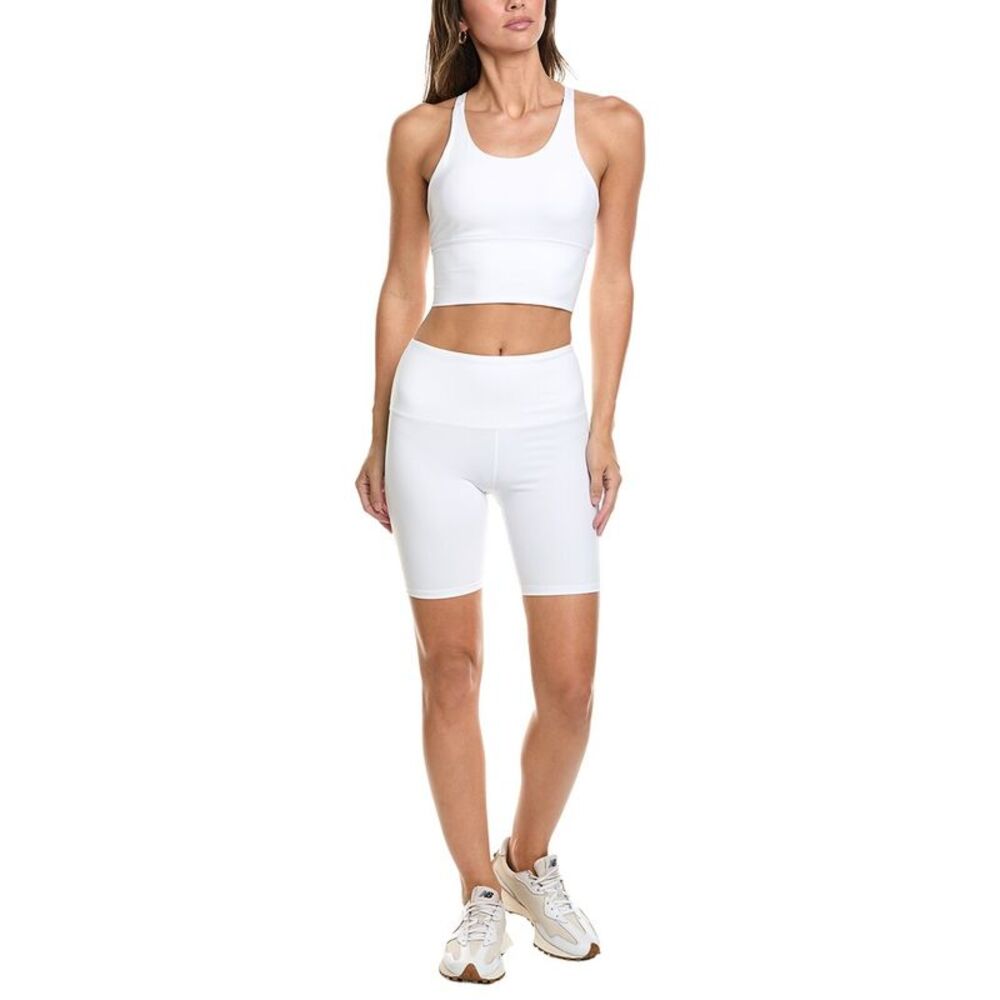Marion Womens  2Pc 7In Double Strap Biker Short Set, White